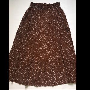 Exlura High Waist Polka Dot Pleated Skirt Midi Swing with Pockets Small